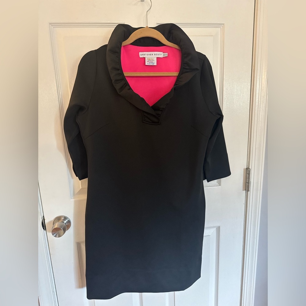 Gretchen Scott Designs Black Dress with ruffle collar